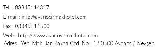 Avanos Irmak Hotel telefon numaralar, faks, e-mail, posta adresi ve iletiim bilgileri